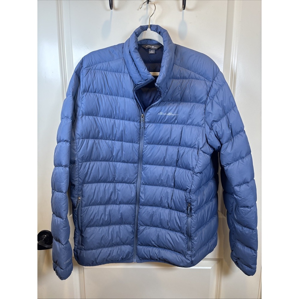 Eddie Bauer EB650 Down Blend Puffer Jacket Mens Size Medium Blue Quilted